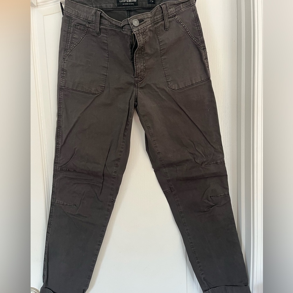 women’s LUCKY BRAND gray black CARGO utility pants size 6/28